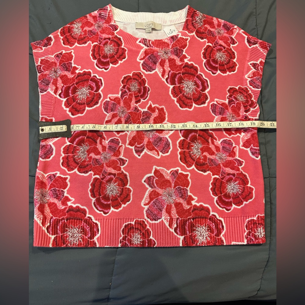 LOFT floral print short sleeve sweater NWT - Picture 5 of 7